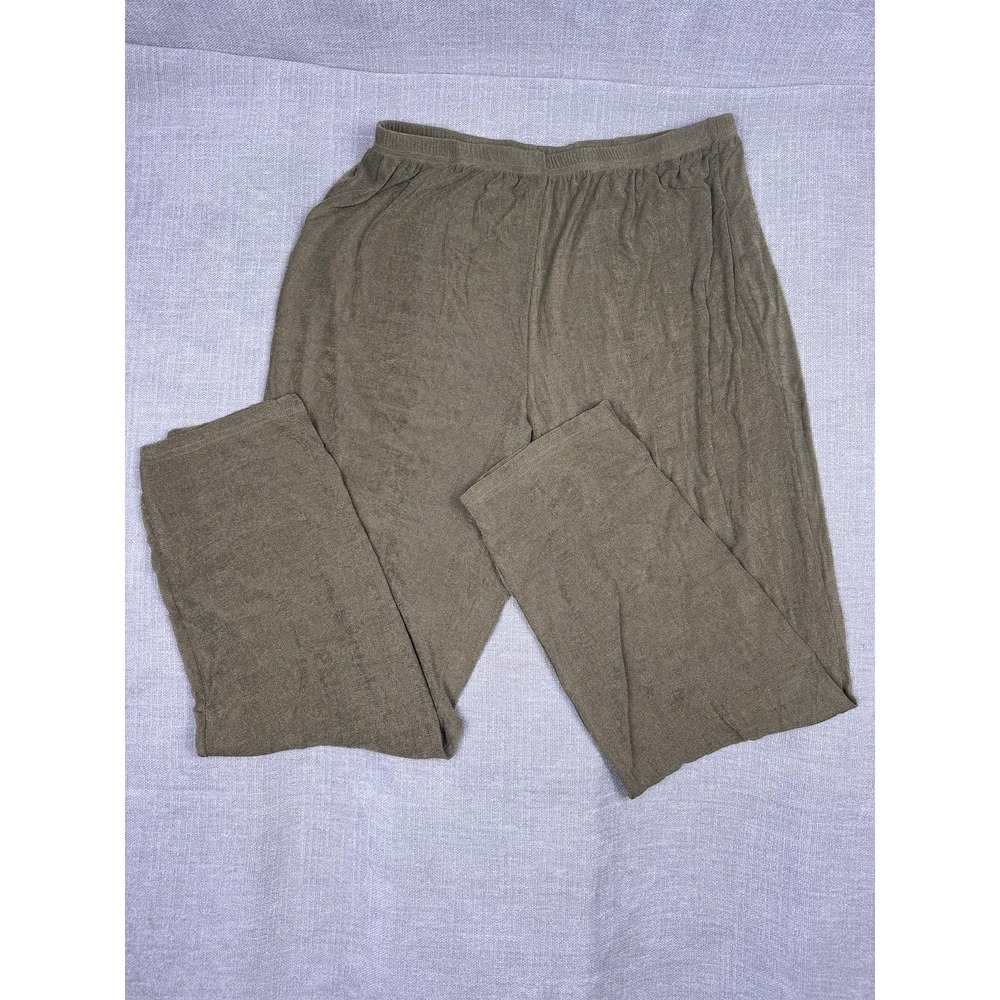 Carolyn Strauss Dress Pants Womens L Green Knit Pull On Elastic Waist Casual